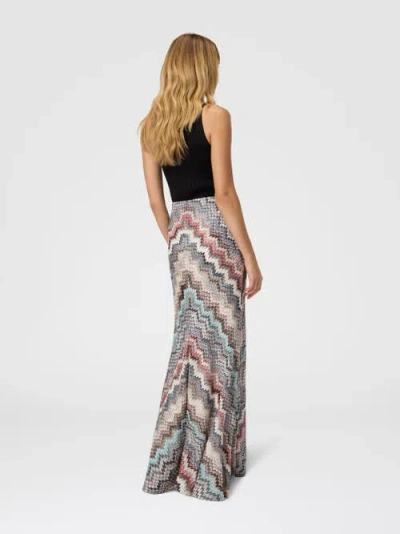 Missoni Flared Long Skirt In Viscose With Zigzag Pattern In Multi