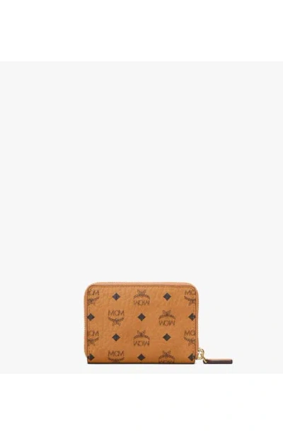 Mcm Visetos Zip Around Small Wallet In Brown