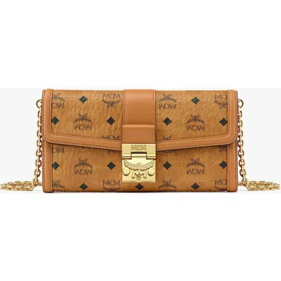 Mcm Tracy Chain Wallet In Visetos In Brown