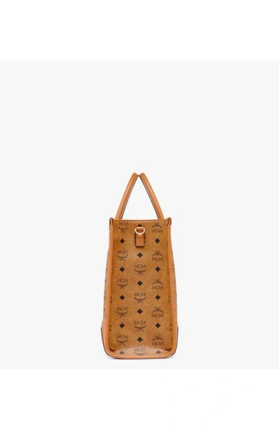 Mcm Munich Large Tote Bag With Shoulder Strap In Brown