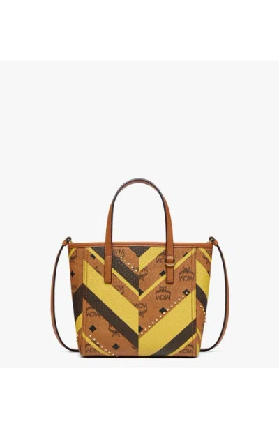 Mcm Studded Toni Top-zip Shopper In Mega Herringbone Visetos In Multi