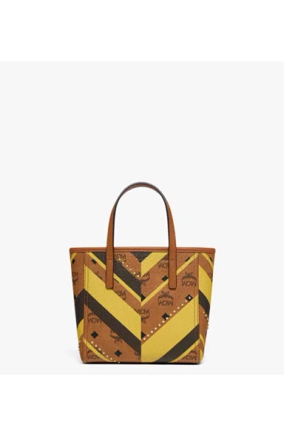 Mcm Studded Toni Top-zip Shopper In Mega Herringbone Visetos In Multi