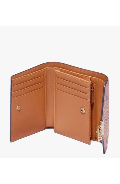 Mcm Visetos-print Leather Foldover Purse In Brown