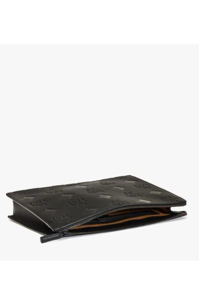 Mcm Aren Wristlet Pouch In Maxi Monogram Leather In Black