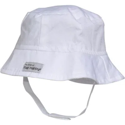 Flap Happy Kids Upf 50+ Organic Uv Blocking  Bucket Sun Hat In White