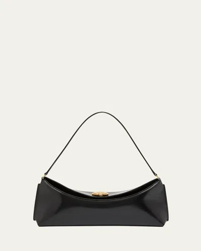 Jacquemus Le Calisso Black Shoulder Bag With Engraved Snap Button In Leather In Black