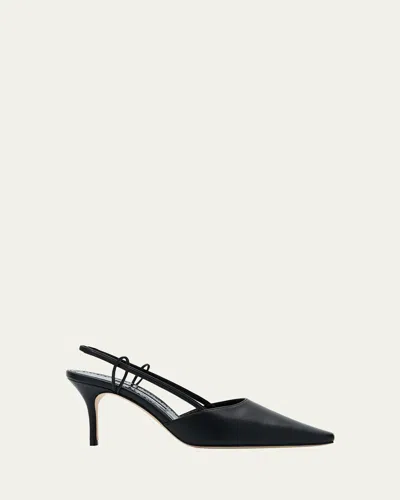 Manolo Blahnik Touki 70 Leather Slingback Pumps In Black