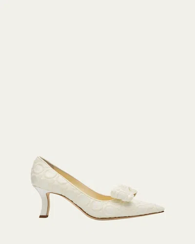 Manolo Blahnik Epirotes 70 Embroidered Satin Pumps In White