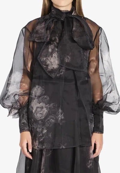 Zimmermann Blusa Hypnotic In Organza Stampata Donna In Black