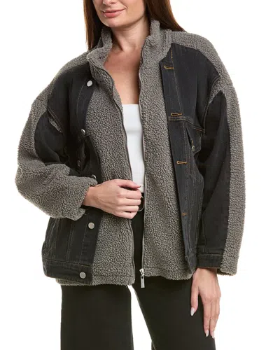 Blanknyc High Pile Fleece Trim Denim Jacket In Brown