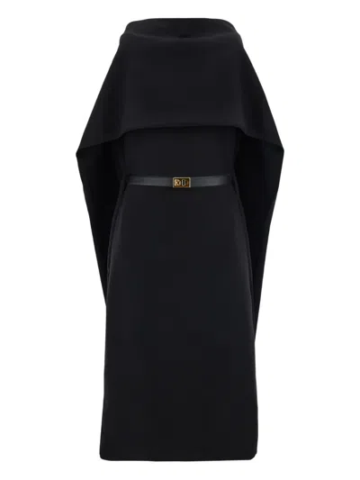 Ferragamo Robe Avec Cape Noir In Black