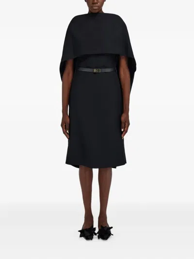 Ferragamo Robe Avec Cape Noir In Black