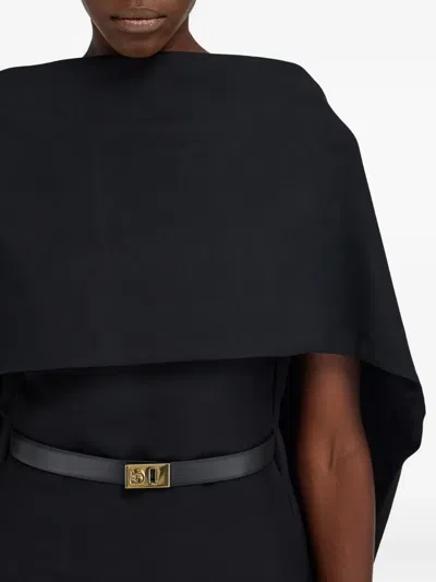 Ferragamo Robe Avec Cape Noir In Black