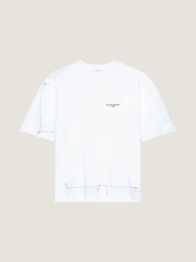 Givenchy Ribbed Crew-neck Cotton T-shirt With Graphic Print In White