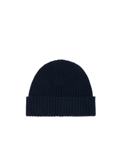 Stone Island Light Wool Knitted Beanie With Compass Patch Accessories In Black