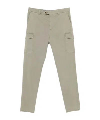 Brunello Cucinelli Cotton Cargo Trousers With Side And Back Pockets In Gray