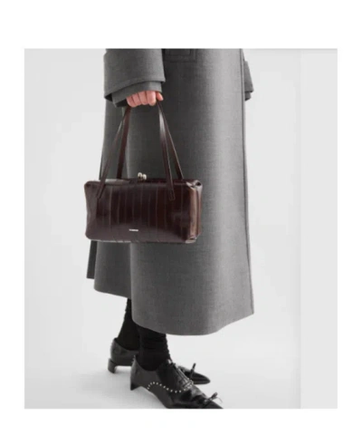 Jil Sander Small Bag With Top Handles And Texture In Brown