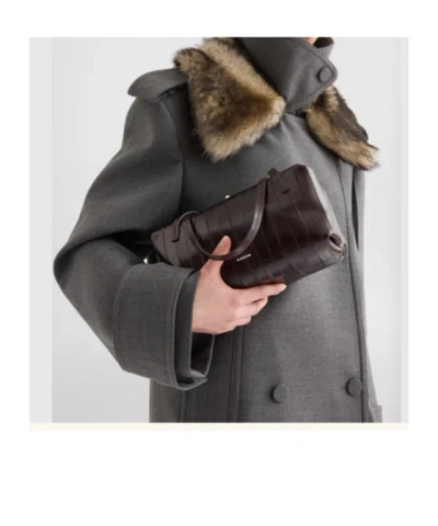 Jil Sander Small Bag With Top Handles And Texture In Brown