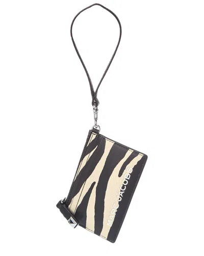 Marc Jacobs Zebra Bold Slg Top Zip Leather Wristlet In Black