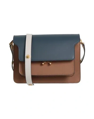 Marni Woman Cross-body Bag Slate Blue Size - Cow Leather, Brass In Brown