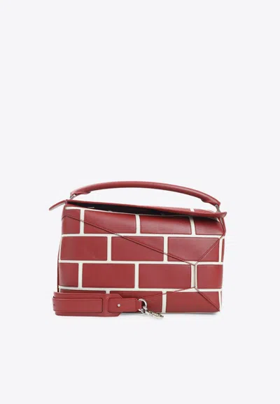 Loewe Large Brick Puzzle Edge Shoulder Bag In Red