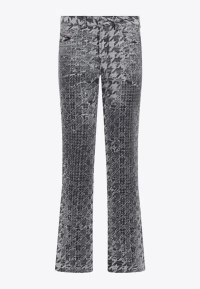 Diesel Houndstooth Pattern Jeans With Flared Leg Design In Gray