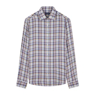 Paul & Shark X-soft Shirt With Checkered Pattern In Blue