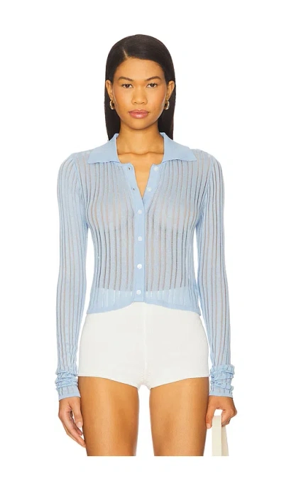 More To Come Fosca Button Up Sweater In Blue