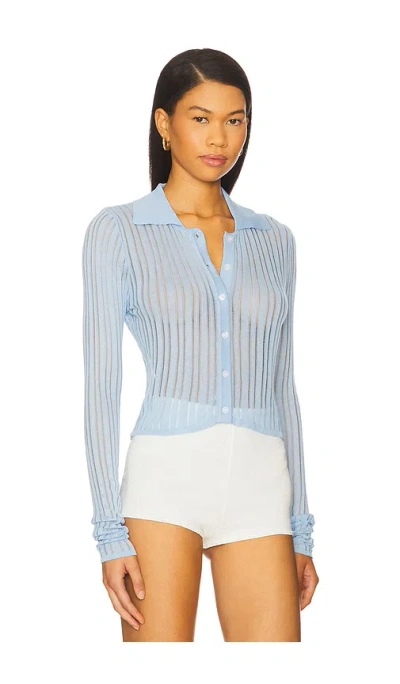 More To Come Fosca Button Up Sweater In Blue