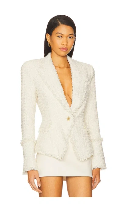 L'agence Kaisley Waffle Tweed Blazer In Vintage White