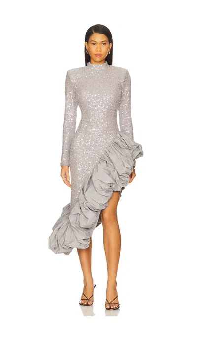 Rotate Birger Christensen Sequin Asymmetric Dress In Gray