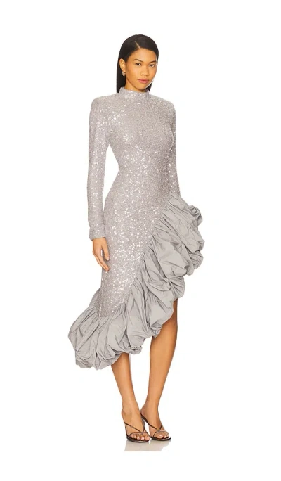 Rotate Birger Christensen Sequin Asymmetric Dress In Gray