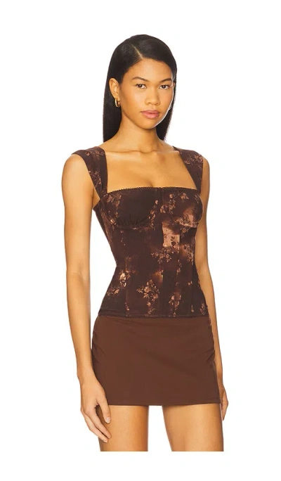 Weworewhat X Revolve Ruched Cup Corset In Brown