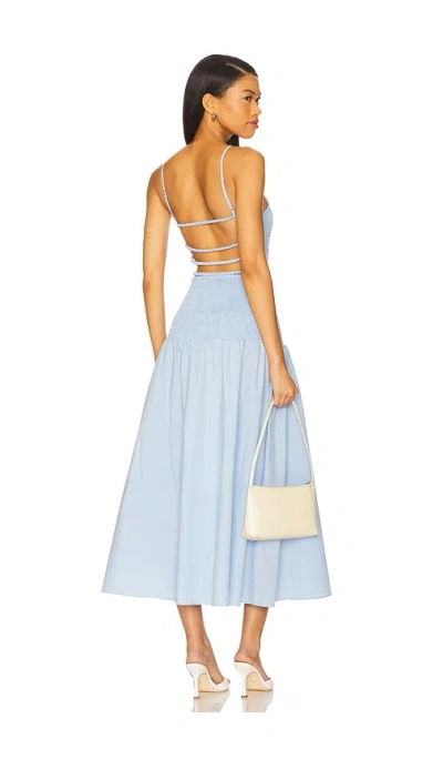 Solid & Striped The Vida Smocked Sleeveless Maxi Dress In Blue