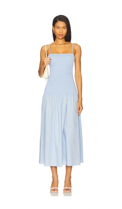Solid & Striped The Vida Smocked Sleeveless Maxi Dress In Blue