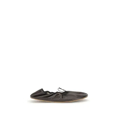 The Row 10mm Hereditas Leather Ballerina Flats In Black