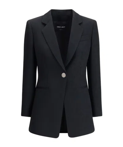 Giorgio Armani Technical Scuba Single-breasted Jacket In Black