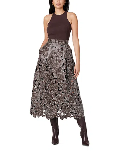Toccin Stacy Lace Vegan Leather Skirt In Brown