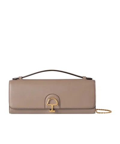 Gucci Leather Rectangular Clutch Top Handle In Brown