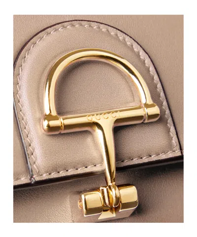 Gucci Leather Rectangular Clutch Top Handle In Brown