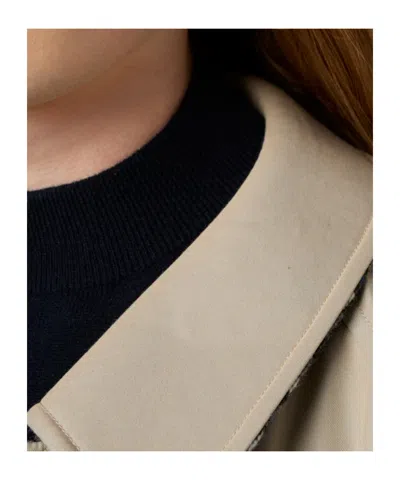 Miu Miu Reversible Single-breasted Twill And Houndstooth Check Trench Coat In Neutral