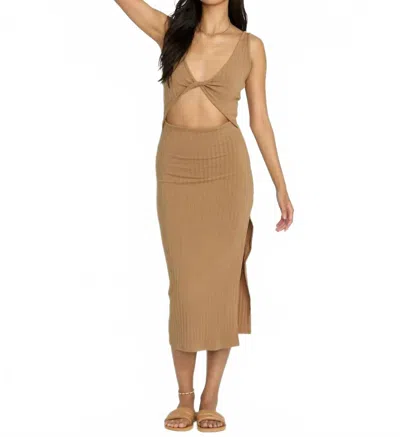 Billabong Take A Look Convertible Rib Midi Dress In Brown