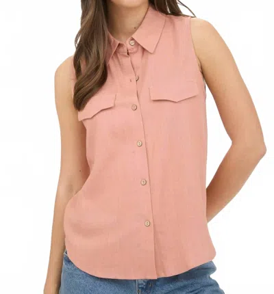 Blu Pepper Collared Button Down Sleeveless Shirt In Sienna In Pink