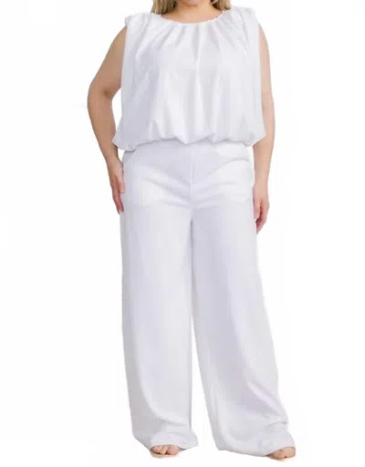 Karen T Design Sleeveless And Wide-leg Pant Set In White In White