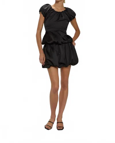 Jasmine Elaine Gathered Balloon Sleeve Top In Black In Black