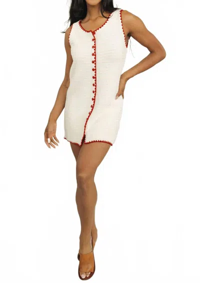 Baevely By Wellmade Cherry Cream Dream Knit Mini Dress In Ivory In Gray
