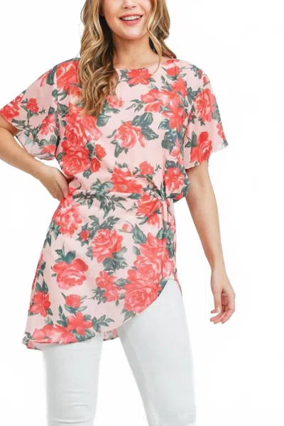 Mittoshop Short Sleeve Floral Top In Pink In Multi