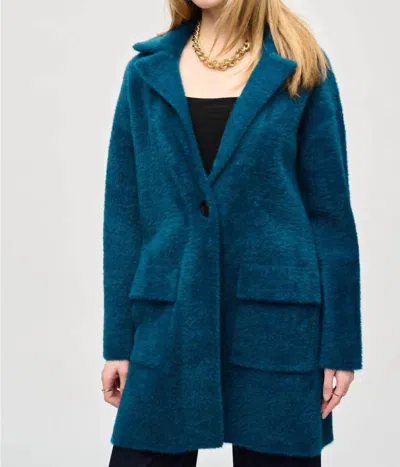 Joseph Ribkoff Feather Yarn Sweater Coat In Twilight In Blue