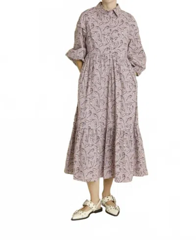Aureum Presley Pintuck Midi Shirt Dress In Lilac In Multi