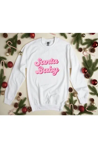 Miss Giselle Boutique Women's Santa Baby Sweatshirt In White In White